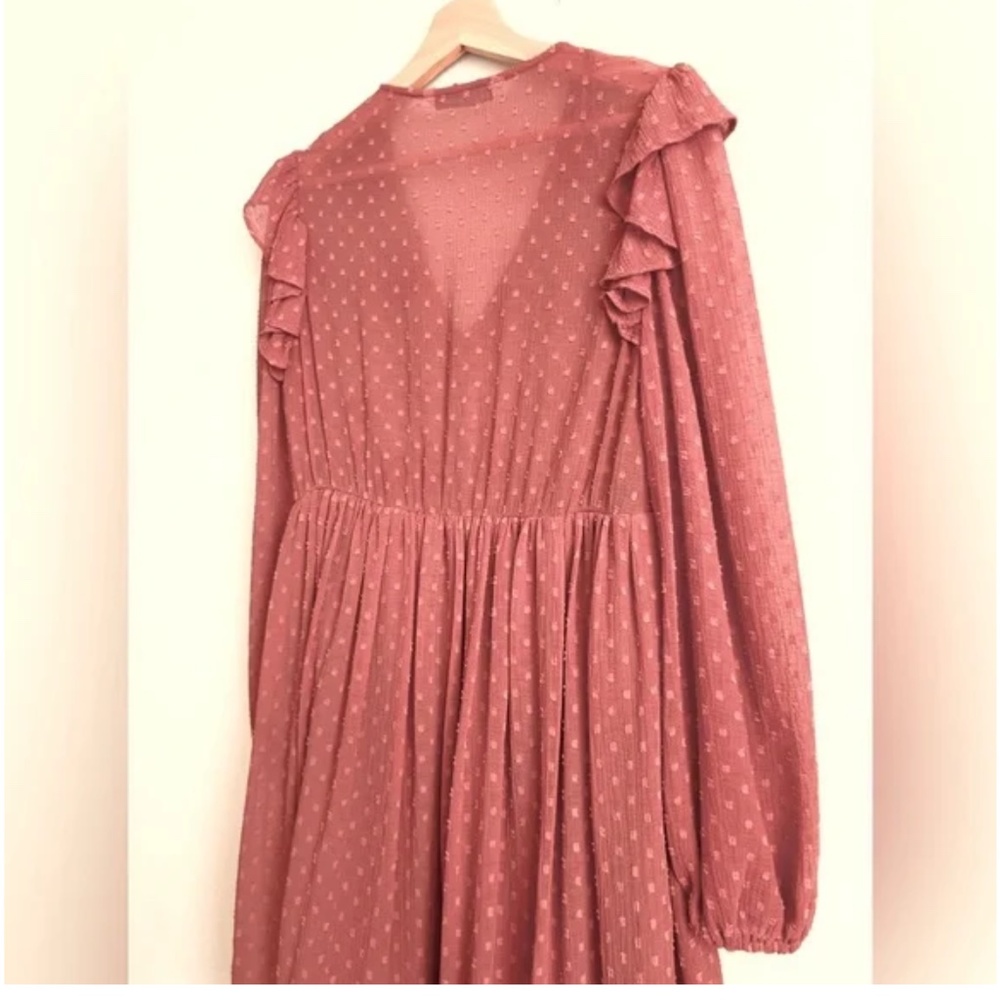 Zara Ruched Ruffle Longsleeve Dress - Picture 4 of 6